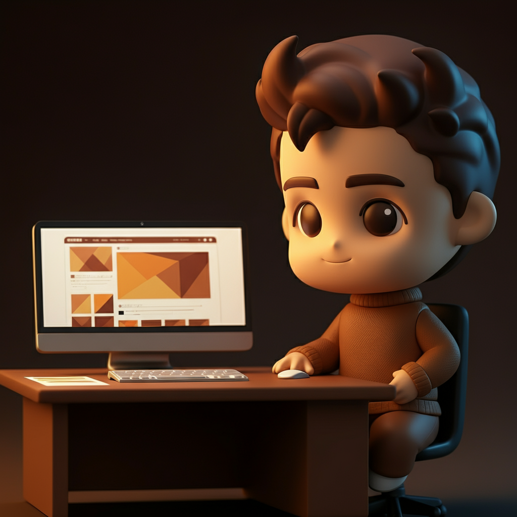 Webdesigner souriant devant son écran après une journée productive