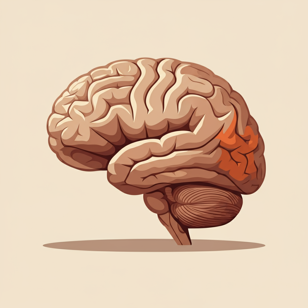 Schéma du cerveau montrant la zone de production orale active